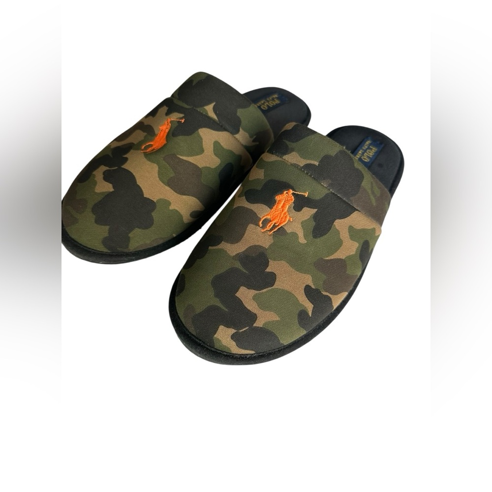 Ralph Lauren Polo Men’s Klarence Jersey Scuff Camo Mule Slippers - Picture 3 of 10